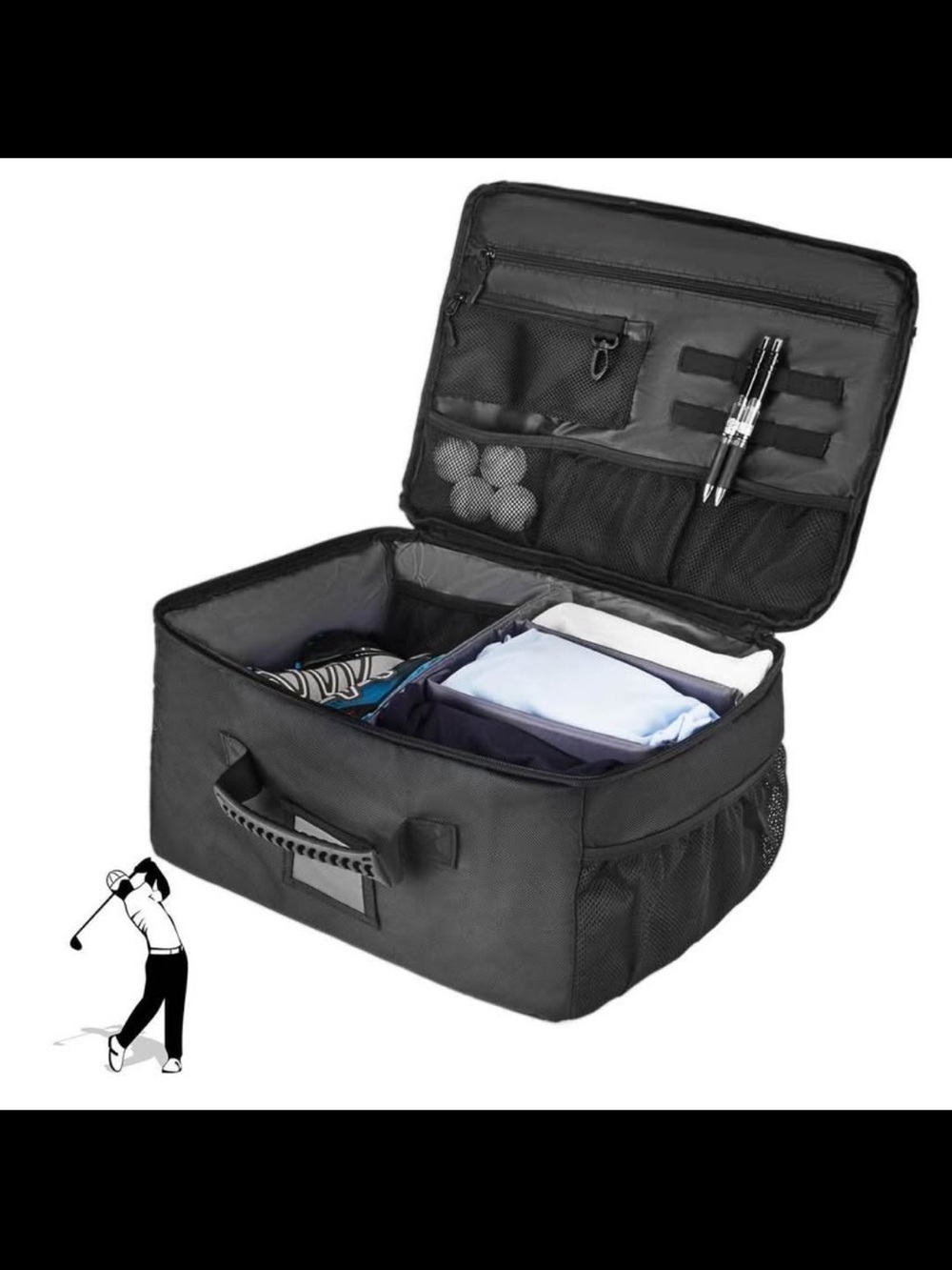 Men's Black Travel Organizer Bag - Foldable Carry Case